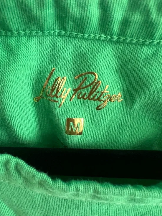 Lilly Pulitzer Bright Green Clairmont Top with White Ric Rac Trimmed Sleeves - Picture 6 of 6